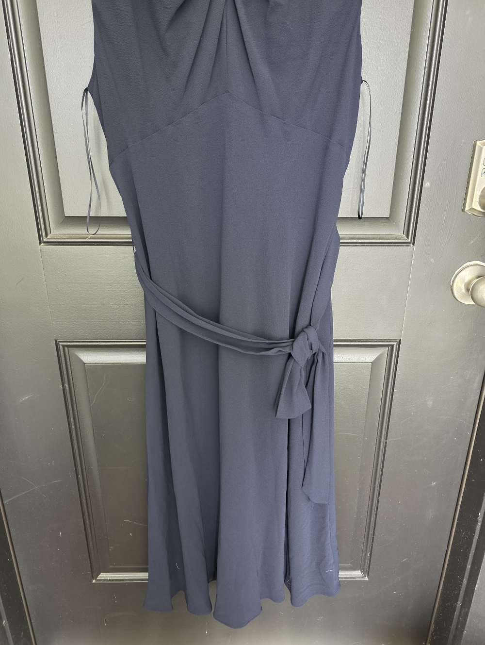 Lauren Ralph Lauren Navy Midi Dress Size 12 Women Belted Sleeveless NWT $145 - Picture 5 of 9